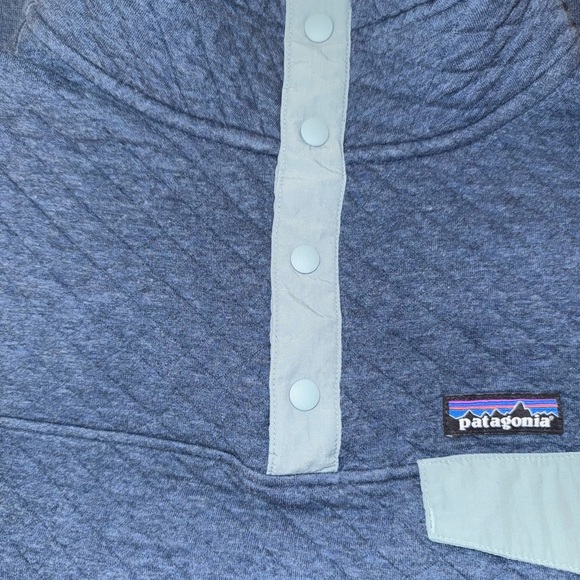 Patagonia Women’s Navy/Gray Quilted V-Neck Sweater. Sz XL - Picture 4 of 5
